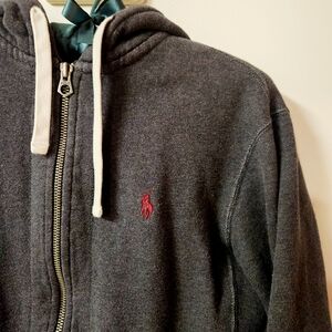 Polo by Ralph Lauren Men's Blue Gray Hoodie Zip Up Sweatershirt